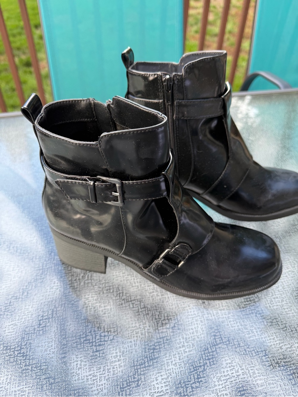 Qupid Black Buckle Strap Ankle Boots